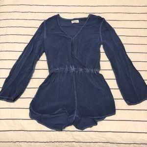 Blue Long Sleeve Romper